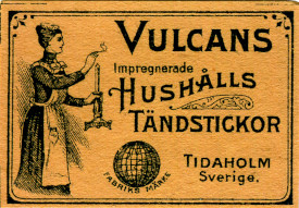 vulcan match box label