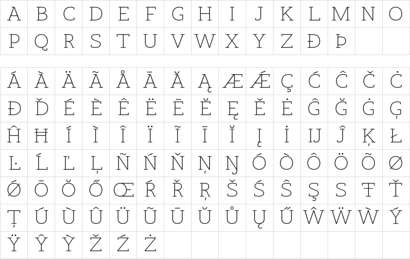 Lowercase Eksja Lowercase Thin Uppercase Eksja Uppercase Thin Smallcaps Eksja Smallcaps Thin Ligatures Eksja Ligatures Thin Numerals Eksja Numerals Thin Symbols Eksja Symbols Thin